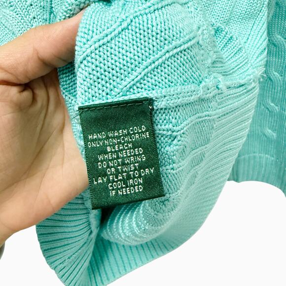 Ralph Lauren Vintage Cable Knit Sweater Silk Sweater Blue Women’s Size XS - Picture 4 of 8